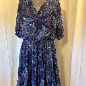 Black Label Ralph Lauren Spring Floral Crinkle Georgette Dress (Size 8)